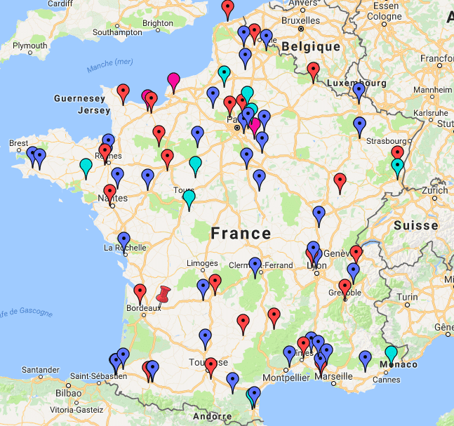 Carte de France des points de service NACELEXPERT